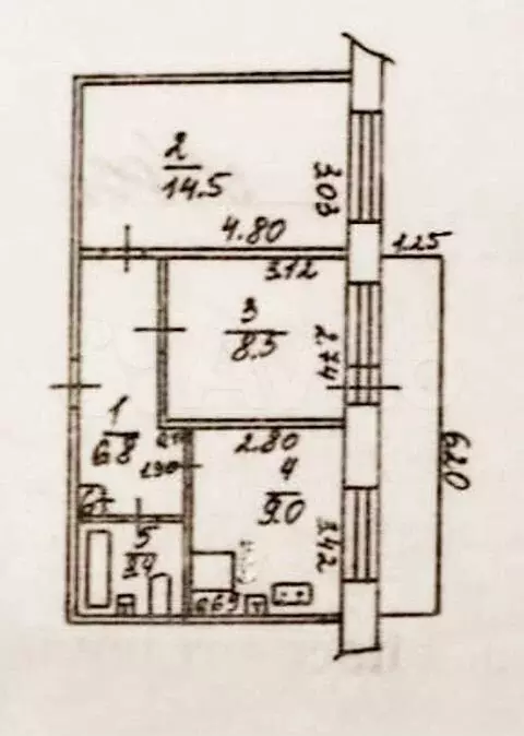 2-к. квартира, 50 м, 3/5 эт. - Фото 0