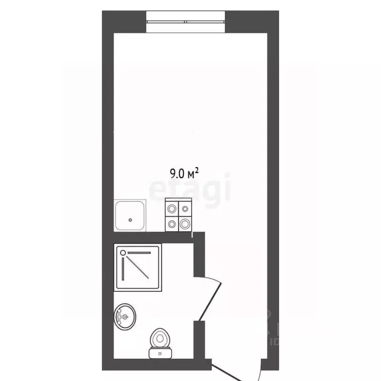 Студия Москва Подъемная ул., 14С44 (12.0 м) - Фото 2