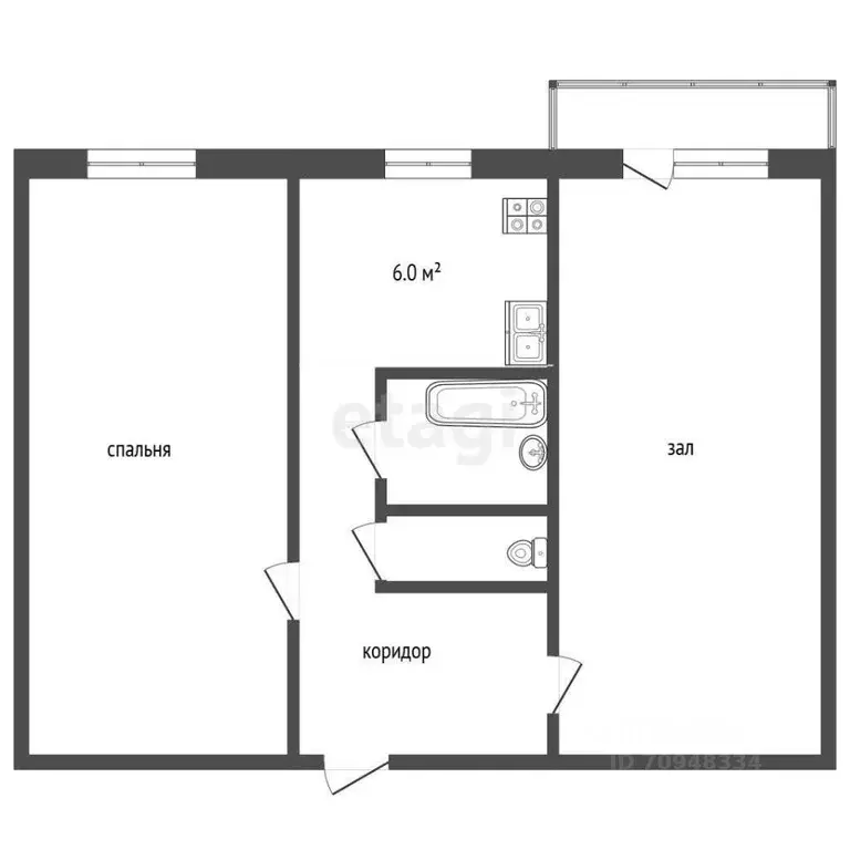 2-к кв. Свердловская область, Талица ул. Ленина, 80 (43.8 м) - Фото 1