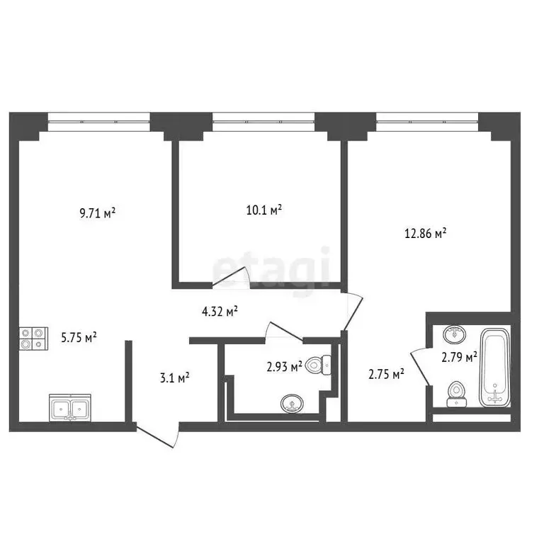 3-комнатная квартира: Тырныауз, улица Мусукаева, 10 (71.9 м) - Фото 1