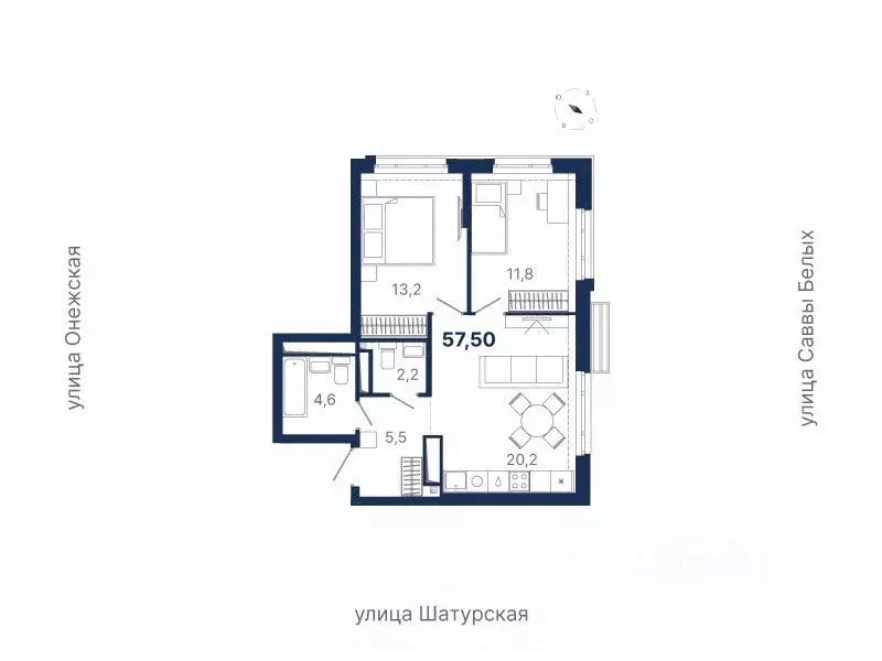 2-к кв. Свердловская область, Екатеринбург ул. Шатурская (57.5 м) - Фото 0