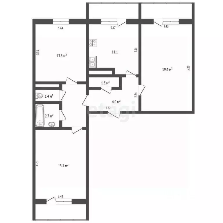 3-к кв. Крым, Щелкино Ленинский район, 2-й мкр, 63 (77.5 м) - Фото 2