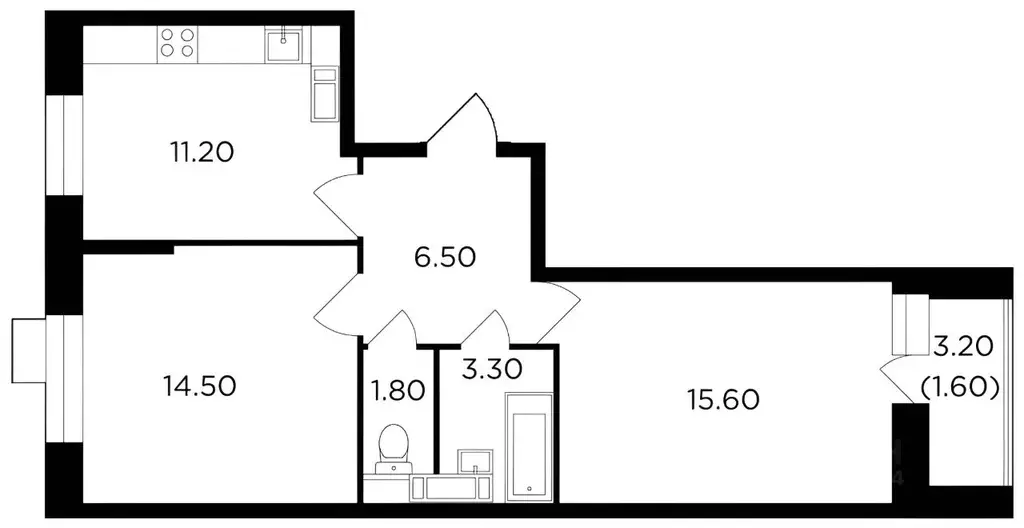 2-к кв. Московская область, Пушкино ул. Сретенская, 1 (55.0 м) - Фото 2