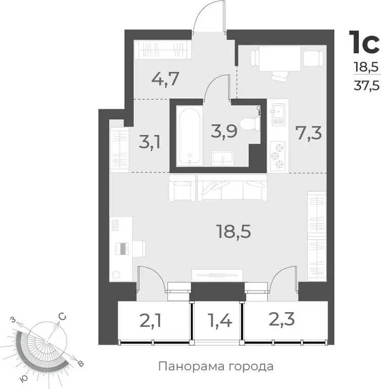 1-комнатная квартира: Новосибирск, улица Аэропорт, 62 (37.5 м) - Фото 0