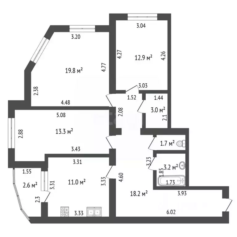 3-к кв. Башкортостан, Стерлитамак ул. Артема, 151В (83.1 м) - Фото 2