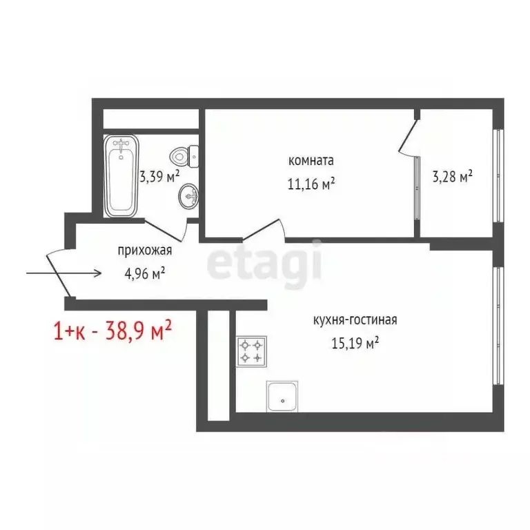 1-к кв. Свердловская область, Екатеринбург ул. Онежская, 4 (38.9 м) - Фото 2