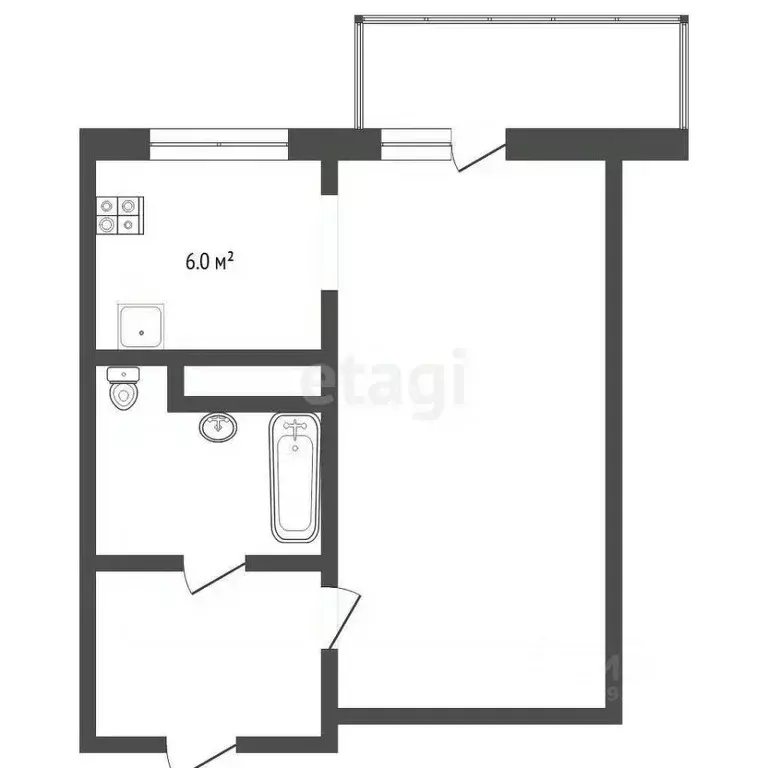 Студия Тюменская область, Тюмень Велижанская ул., 66 (30.5 м) - Фото 0