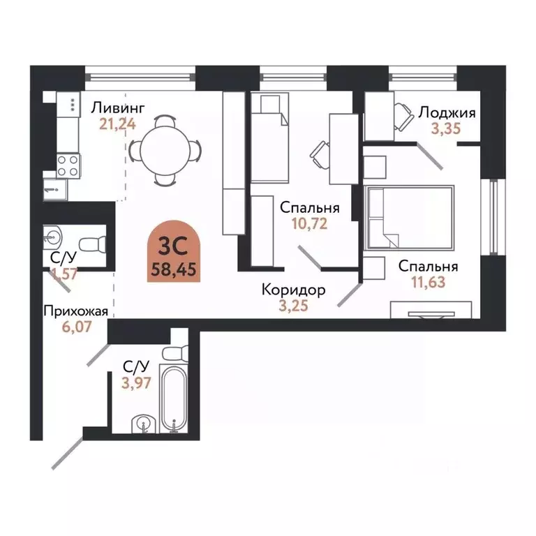 3-к кв. Томская область, Томск просп. Ленина, 206В (58.45 м) - Фото 0