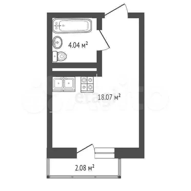 Квартира-студия, 22,1 м, 18/20 эт. - Фото 1