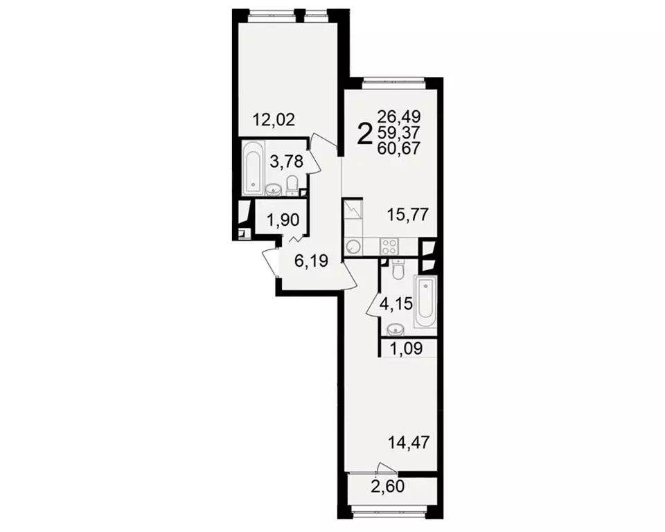 2-к кв. Рязанская область, Рязань ул. Чкалова (59.37 м) - Фото 1