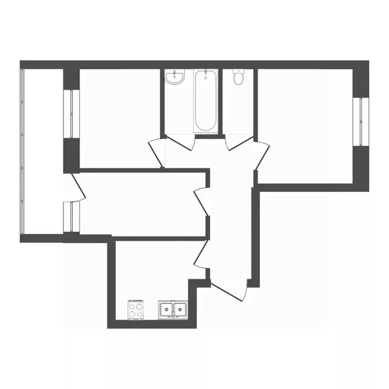 3-к кв. Тюменская область, Тюмень ул. Щербакова, 150 (60.5 м) - Фото 2