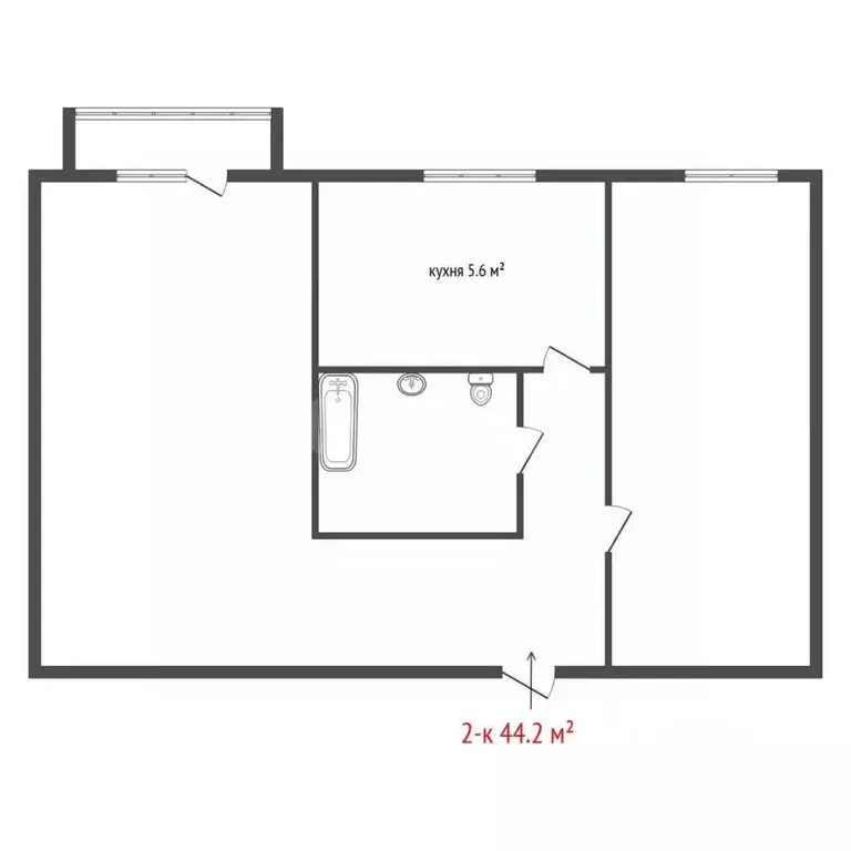 2-к кв. Свердловская область, Полевской ул. Бажова, 12 (44.2 м) - Фото 1