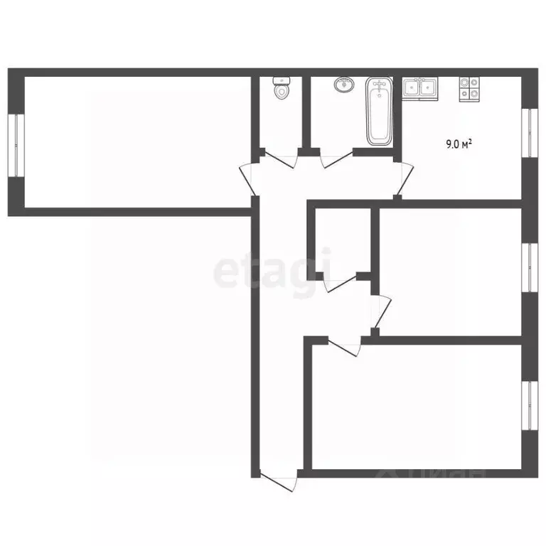 3-к кв. Ямало-Ненецкий АО, Пуровский район, Уренгой пгт, 5-й мкр 10 ... - Фото 2