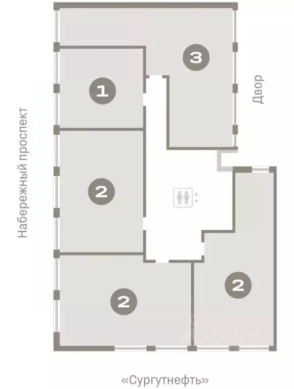 2-к кв. Ханты-Мансийский АО, Сургут 1-й мкр, Нефть жилой комплекс ... - Фото 2
