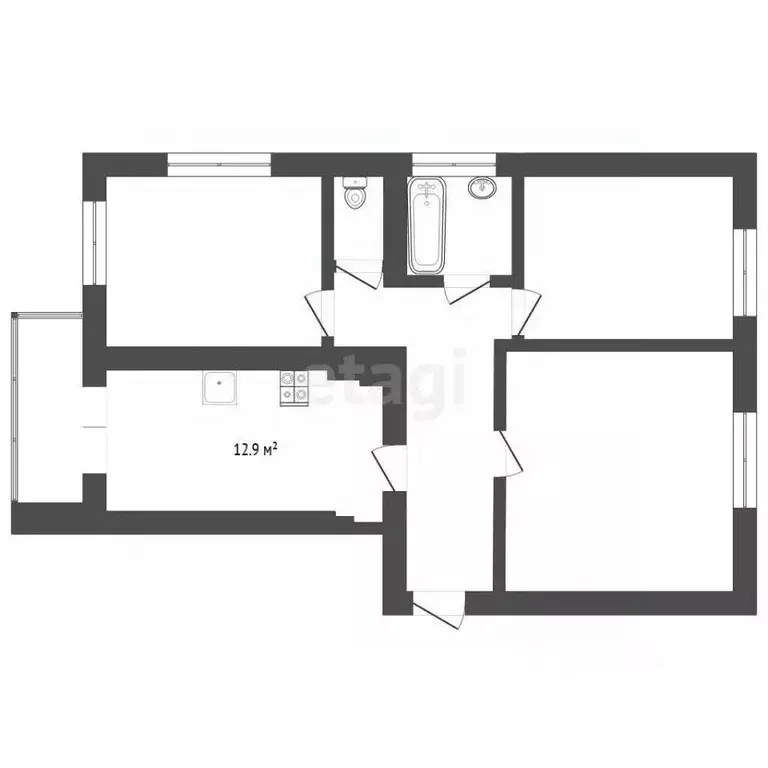3-к кв. Тюменская область, Тюмень бул. Бориса Щербины, 20 (69.5 м) - Фото 2