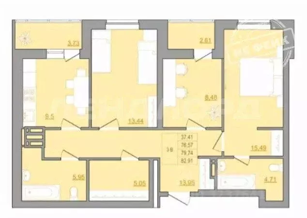 3-к кв. Ростовская область, Ростов-на-Дону Тибетская ул., 1Вс8 (84.9 ... - Фото 1