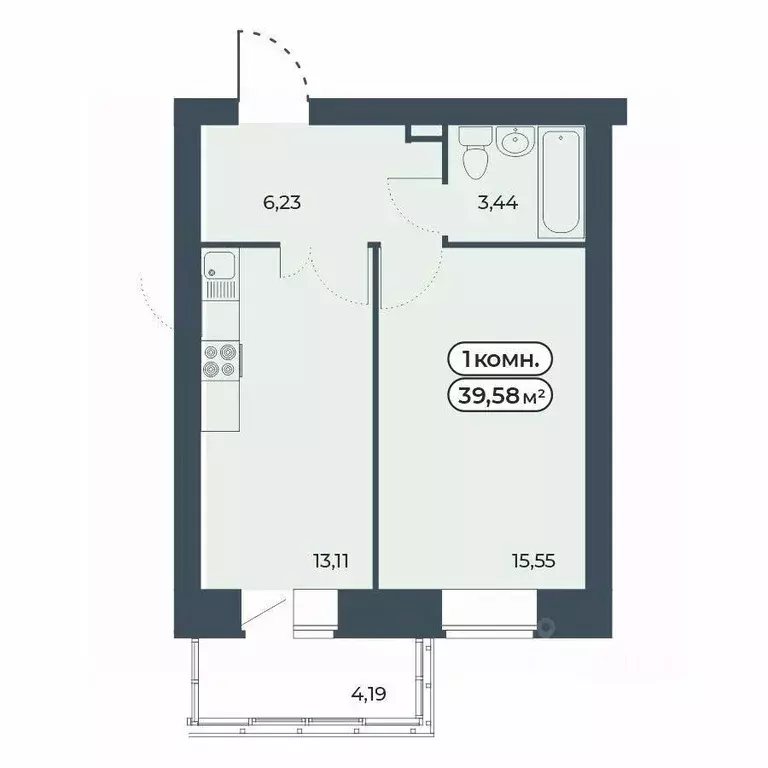 1-к кв. Красноярский край, Красноярск ул. Светлова, 25/1 (39.58 м) - Фото 1