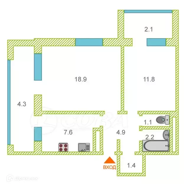 Продаётся 2-к квартира, 54.3 м - Фото 0