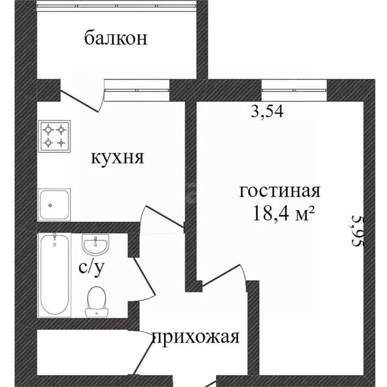 1-к кв. Ханты-Мансийский АО, Сургут Пролетарский просп., 5 (40.5 м) - Фото 0