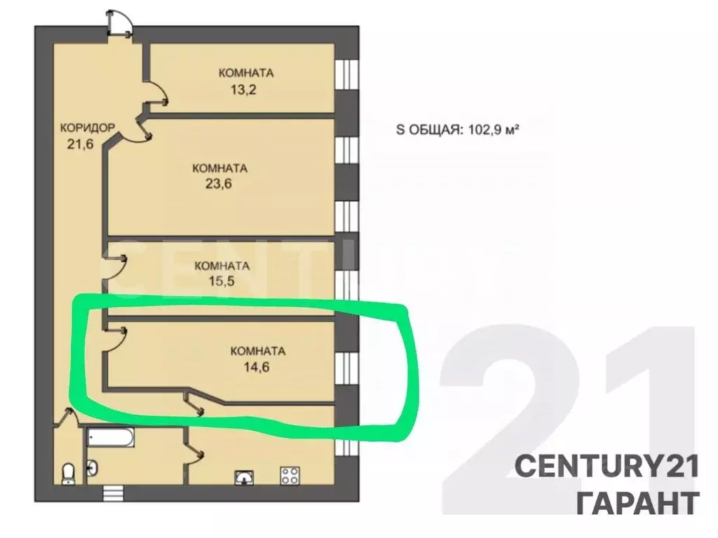 Комната Санкт-Петербург Вознесенский просп., 18 (14.6 м) - Фото 1