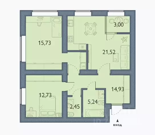 2-к кв. Брянская область, Брянский район, пос. Мичуринский, ... - Фото 1