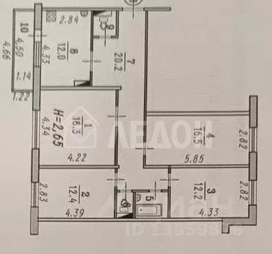 4-к кв. Омская область, Омск ул. Дианова, 20к1 (97.2 м) - Фото 2