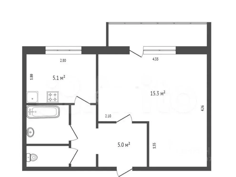 1-к кв. Красноярский край, Красноярск ул. Чернышева, 2 (31.0 м) - Фото 2