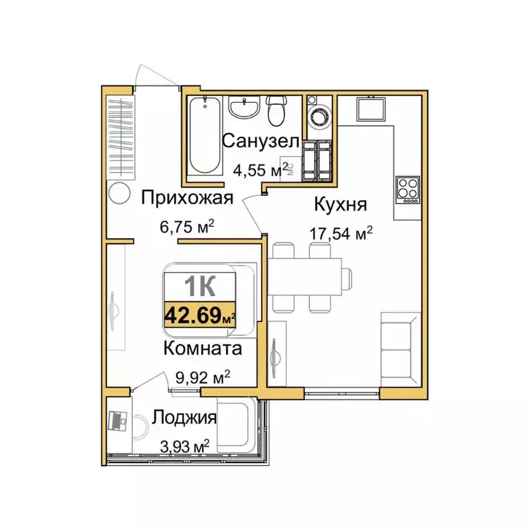 1-к кв. Крым, Симферополь Город Мира жилой комплекс (40.73 м) - Фото 0