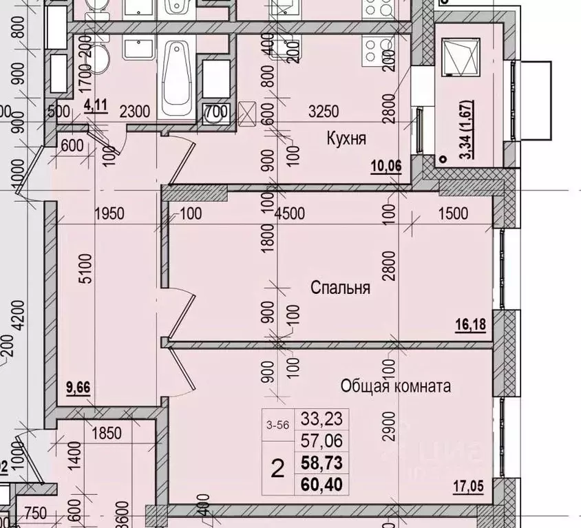 2-к кв. Саха (Якутия), Якутск ул. Чкалова, 47 (58.73 м) - Фото 1