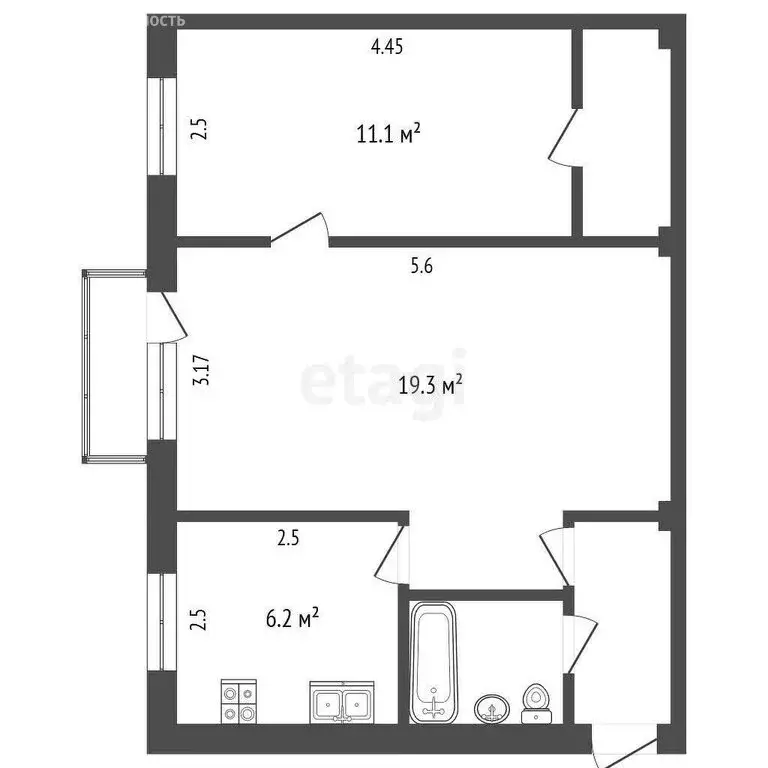 2-комнатная квартира: Череповец, улица Ломоносова, 41 (45.1 м) - Фото 0