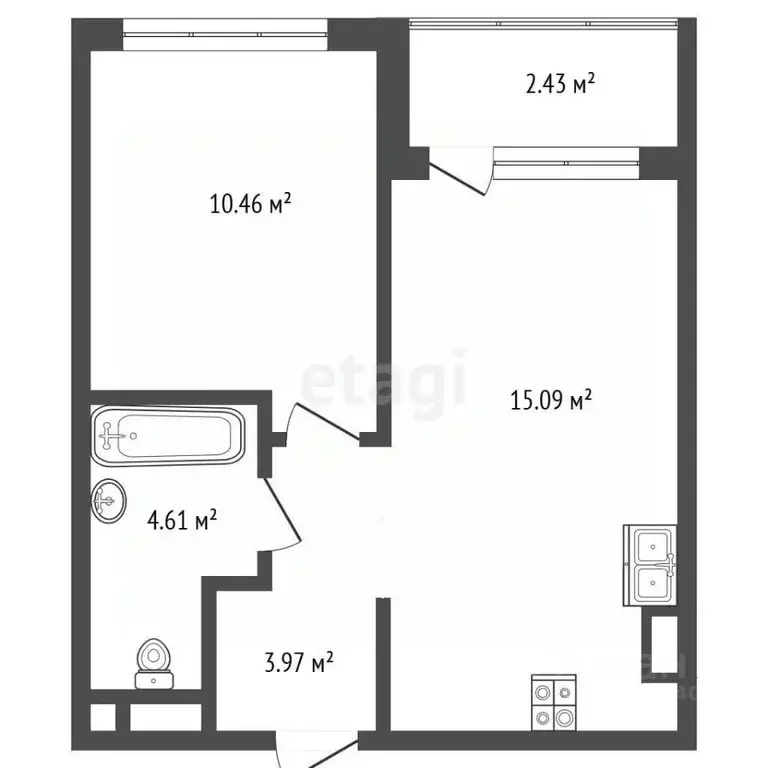 1-к кв. Тюменская область, Тюмень ул. Анатолия Клиндюка, 3 (34.3 м) - Фото 2