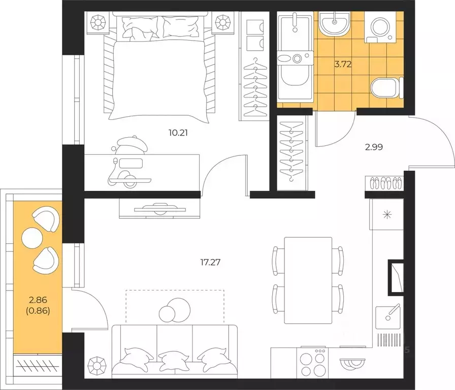 1-к кв. Сахалинская область, Южно-Сахалинск  (35.05 м) - Фото 1