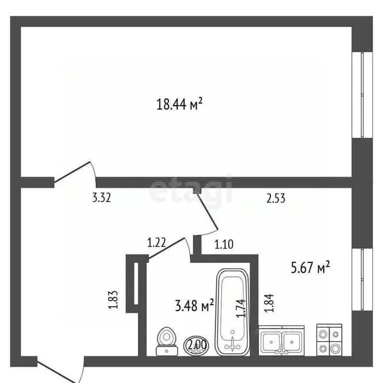 1-к кв. Ульяновская область, Ульяновск ул. Шигаева, 21к2 (35.8 м) - Фото 2