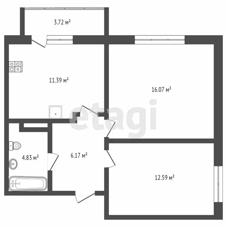 2-комнатная квартира: Тобольск, 15-й микрорайон, 39 (51.7 м) - Фото 0