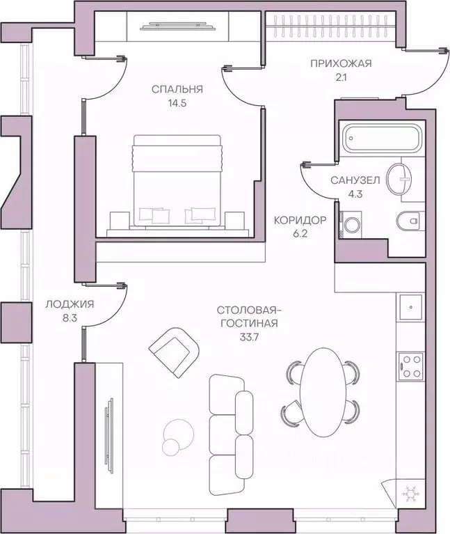 2-к кв. Пензенская область, Пенза Революционная ул., 34 (69.1 м) - Фото 1