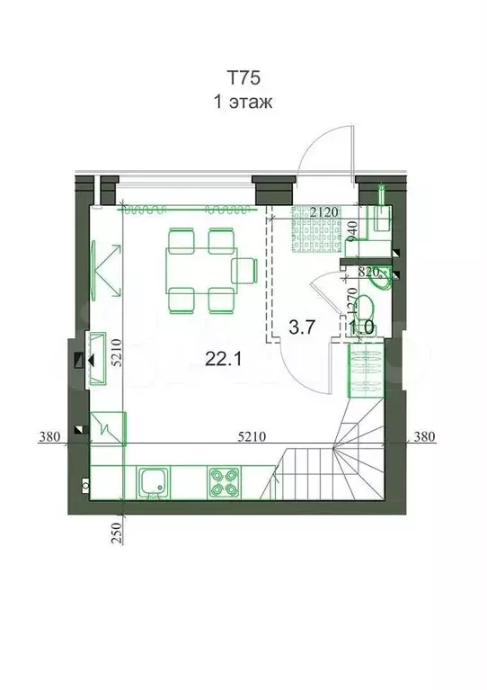 4-к. квартира, 75,3 м, 3/3 эт. - Фото 1