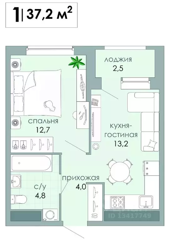 1-к кв. Тверская область, Тверь Южный мкр,  (37.2 м) - Фото 1