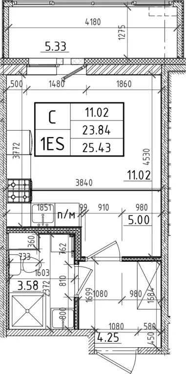 Продаётся квартира-студия, 23.84 м - Фото 1