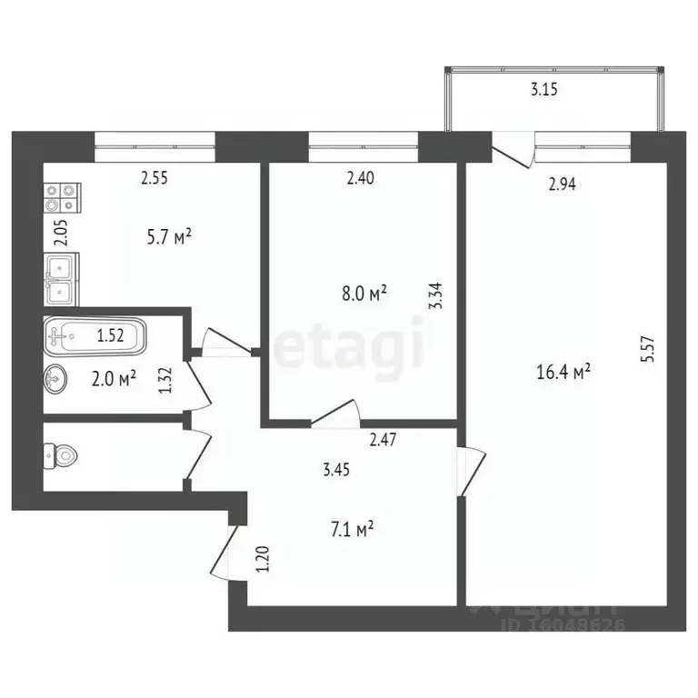 2-к кв. Московская область, Дмитров Комсомольская ул., 27 (40.4 м) - Фото 1