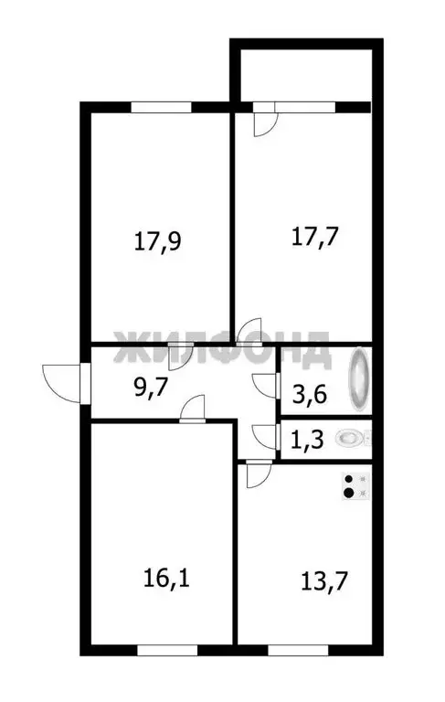 3-комнатная квартира: Новосибирск, ул. Спортивная, стр. 42 (79.4 м) - Фото 0