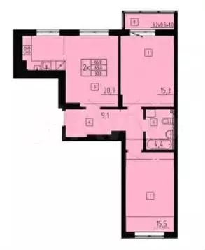 2-к. квартира, 66 м, 2/8 эт. - Фото 1