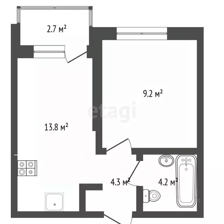 1-к кв. Тюменская область, Тюмень ул. Республики, 204к15 (35.7 м) - Фото 1