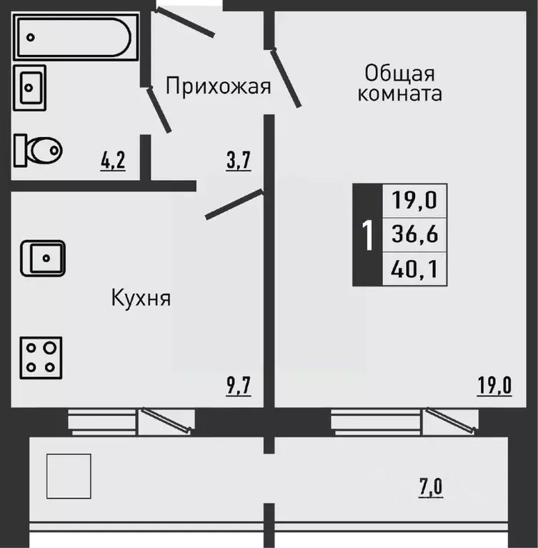 1-к кв. Орловская область, Орловский район, д. Жилина ул. Садовая, 2к1 ... - Фото 0