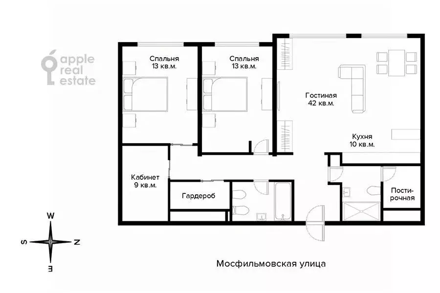 3-к кв. Москва Мосфильмовская ул., 8 (142.0 м) - Фото 2