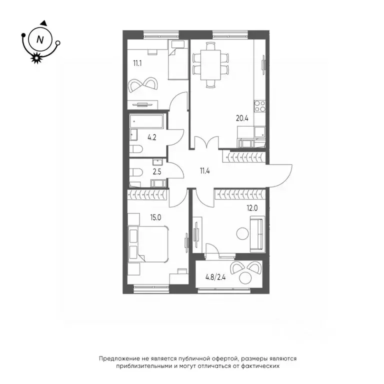 3-к кв. Омская область, Омск Зеленая река мкр, 13 (79.0 м) - Фото 0