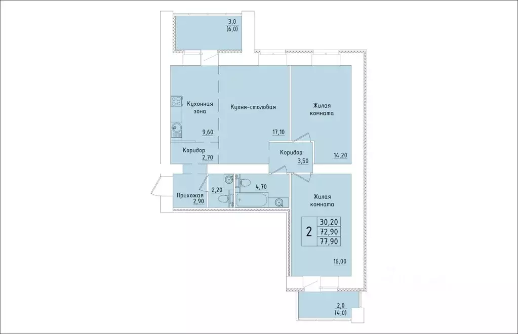 2-к кв. Кировская область, Киров Хлебозаводской проезд, 6 (77.9 м) - Фото 1