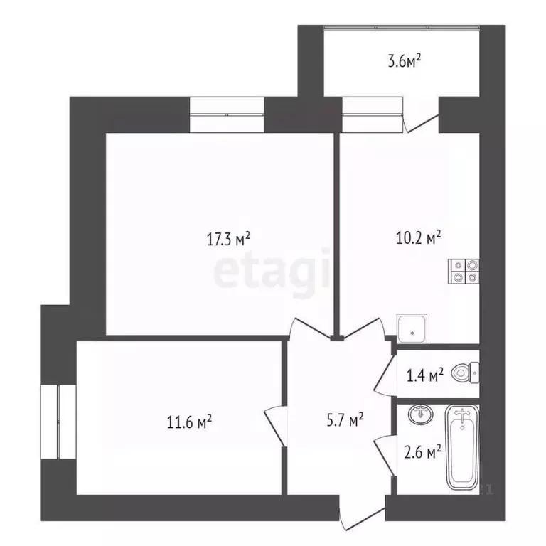 2-к кв. Костромская область, Кострома Никитская ул., 92А (51.6 м) - Фото 1