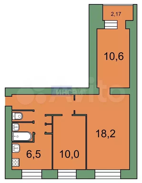 3-к. квартира, 60,3 м, 7/9 эт. - Фото 0