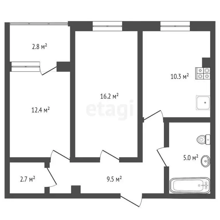 2-комнатная квартира: Тюмень, улица Ветеранов Труда, 9А (56 м) - Фото 0