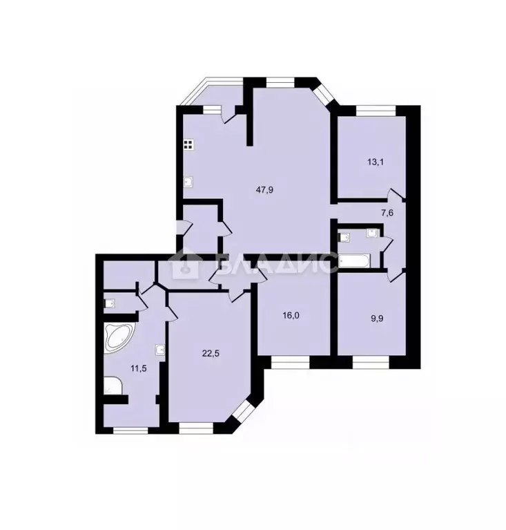 4-к кв. Санкт-Петербург Наличная ул., 48к1 (146.6 м) - Фото 2